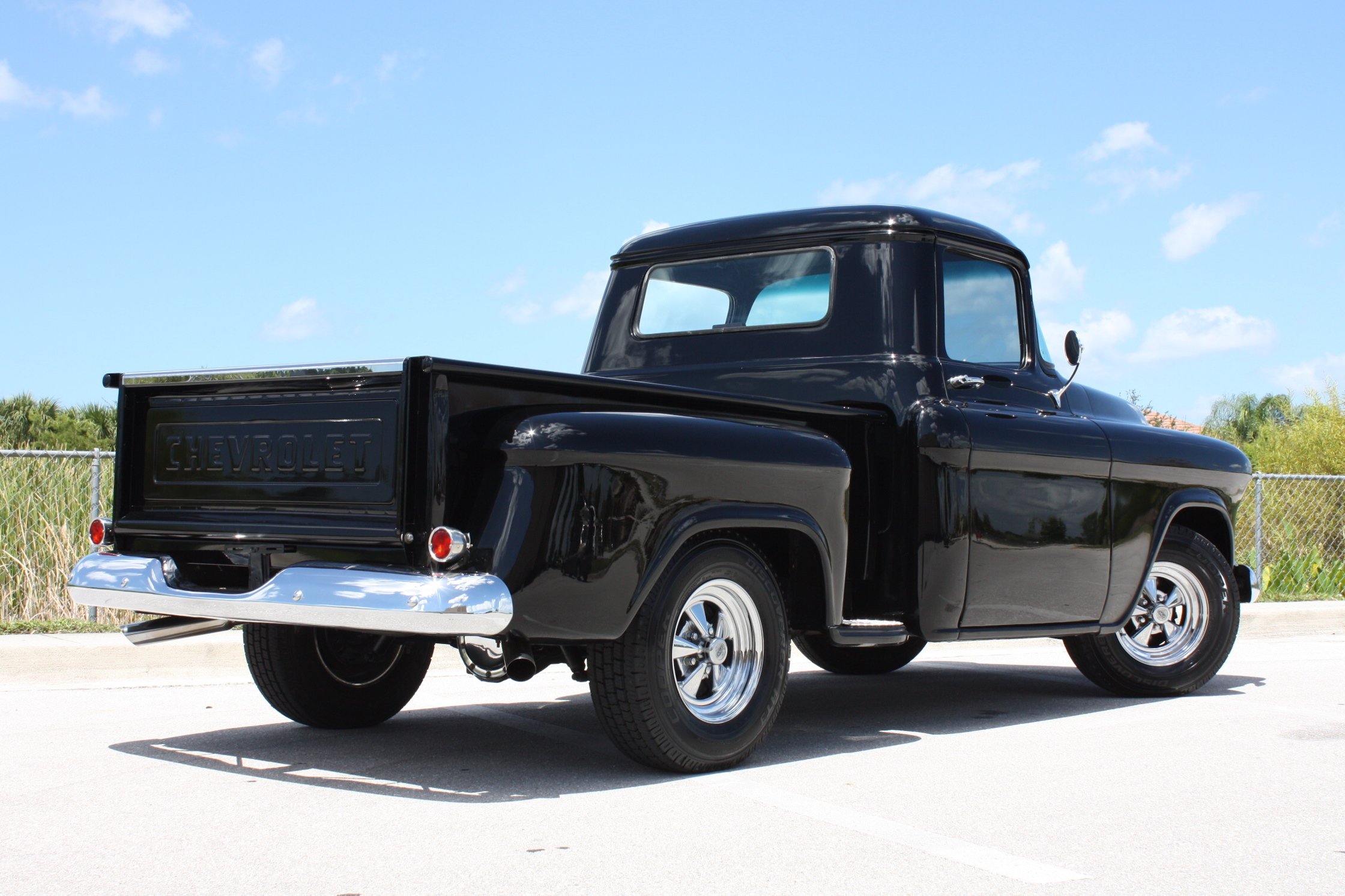 1955, Chevrolet, 3100, Stepside, Hotrod, Streetrod, Hot, Rod, Street, Black, Usa, 2240x1260 02 Wallpaper