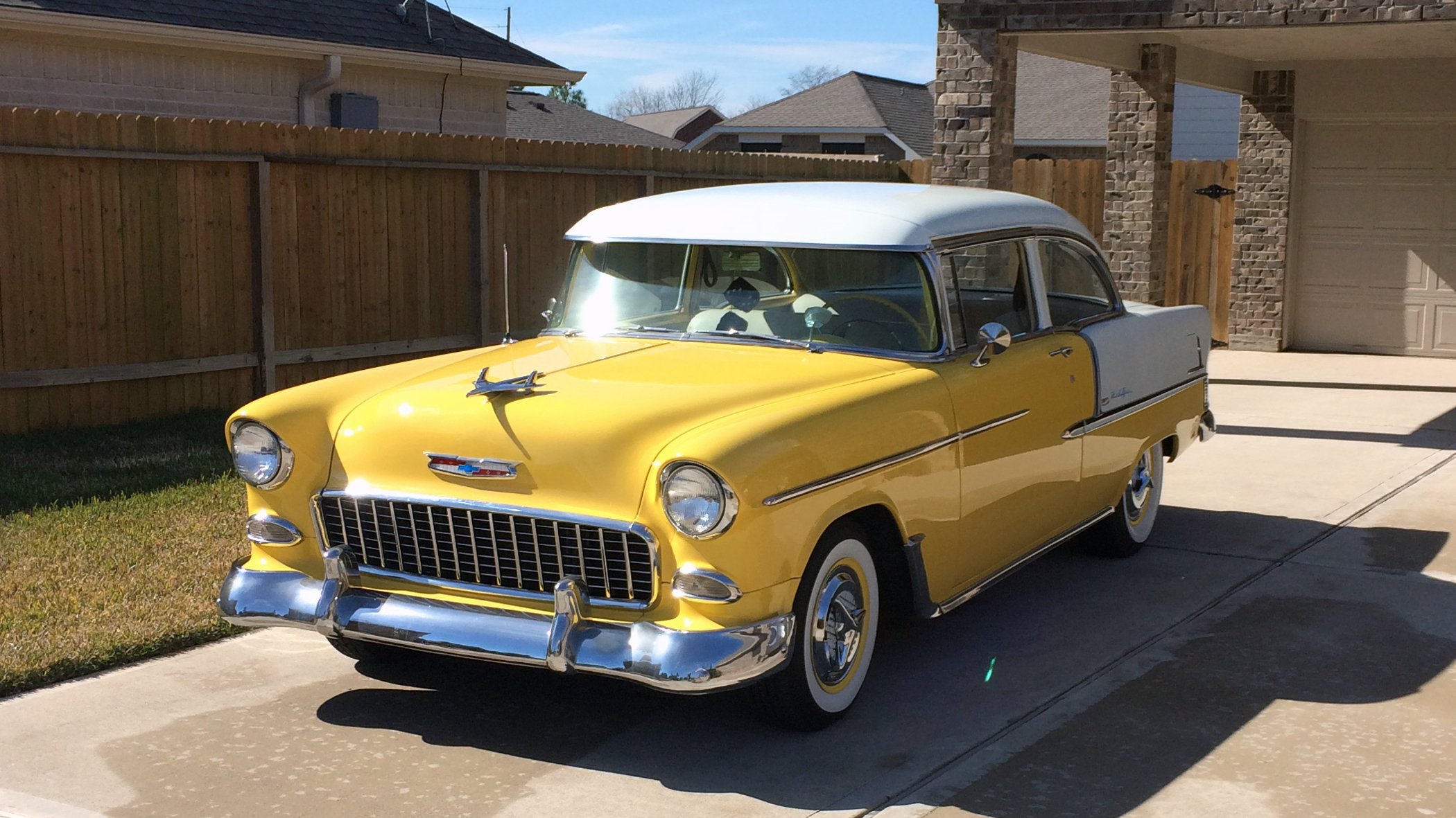 1955, Chevrolet, Bel, Air, Classic, Old, Vintage, Retro, Yellow, Usa, 2100x1180 Wallpaper