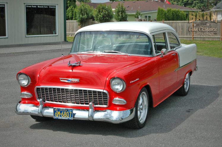 1955, Chevrolet, Belair, Coupe, Two, Door, Hotrod, Streetrod, Hot, Rod, Street, Red, Usa, 1500×1000 04 HD Wallpaper Desktop Background