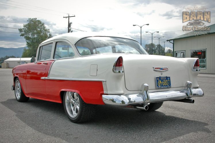 1955, Chevrolet, Belair, Coupe, Two, Door, Hotrod, Streetrod, Hot, Rod, Street, Red, Usa, 1500×1000 05 HD Wallpaper Desktop Background