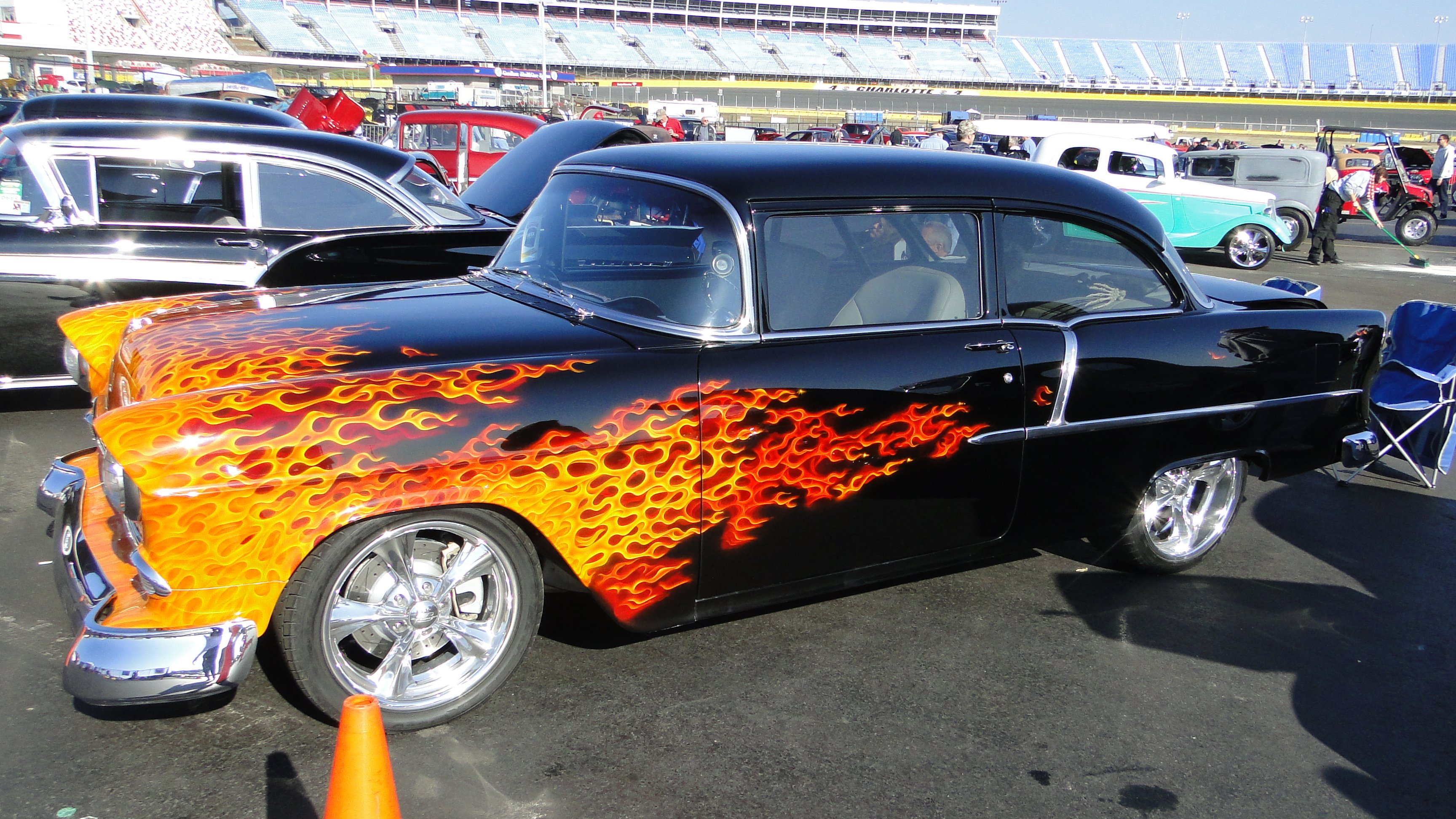 1955, Chevrolet, Belair, Hotrod, Hot, Rod, Streetrod, Street, Black ...