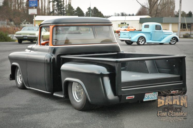 1955, Chevrolet, Pickop, Pro, Street, Pickup, Streetrod, Rod, Black, Usa, 1500×1000 06 HD Wallpaper Desktop Background