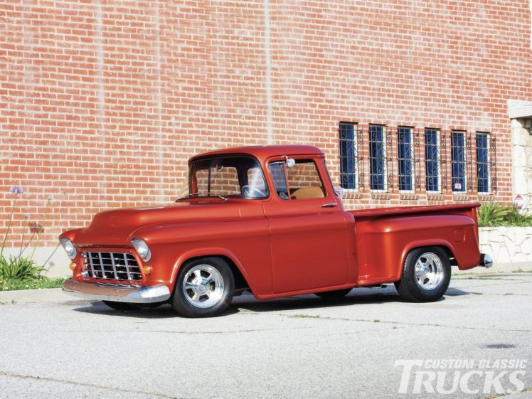 1955, Chevrolet, Pickup, Stepside, Pickup, Hotrod, Streetrod, Hot, Rod, Street, Red, Usa, 1600×1200 03 HD Wallpaper Desktop Background