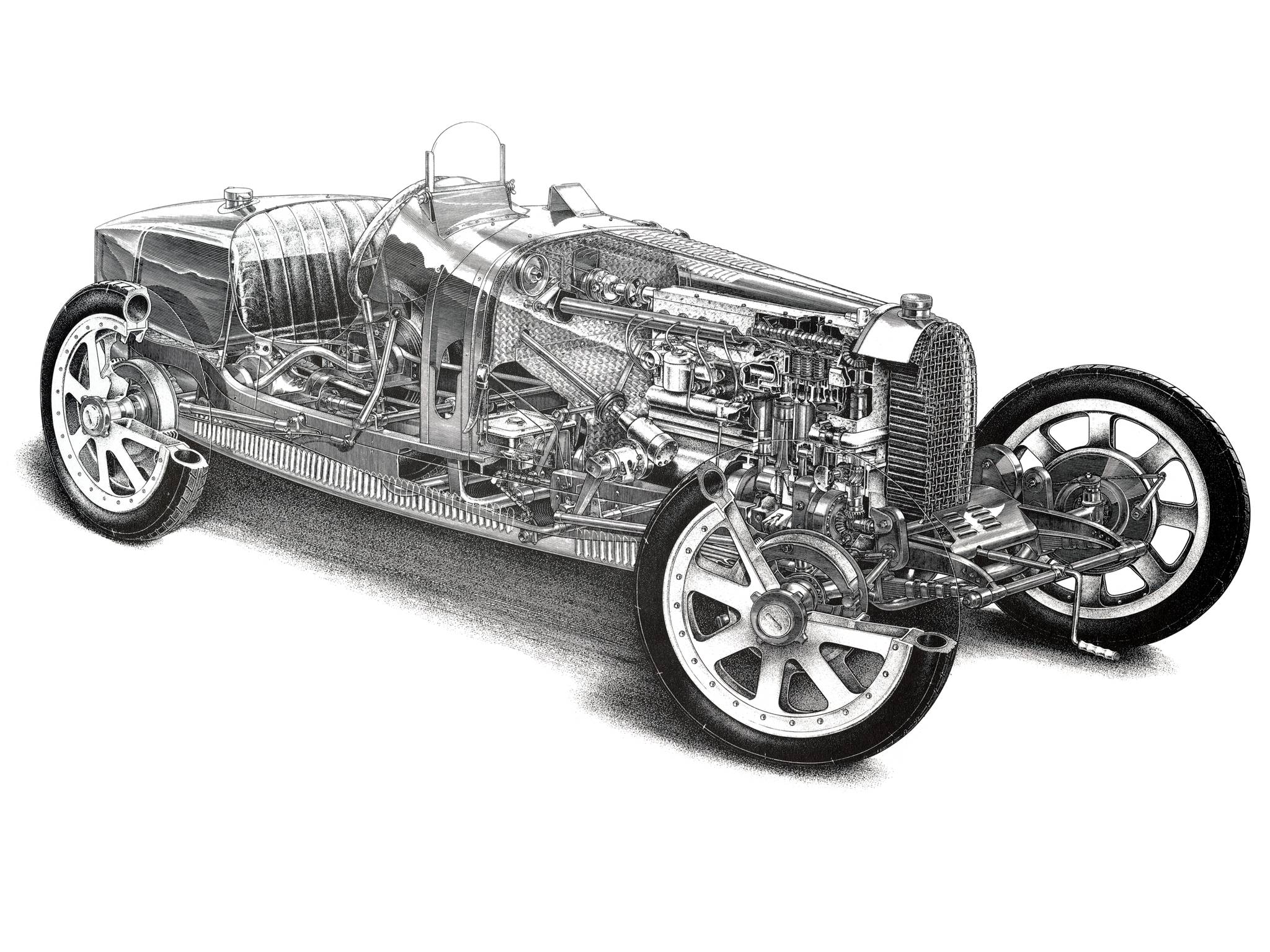 1924, Bugatti, Type 35, Retro, Race, Racing, Interior, Engine, Engines, B w Wallpaper