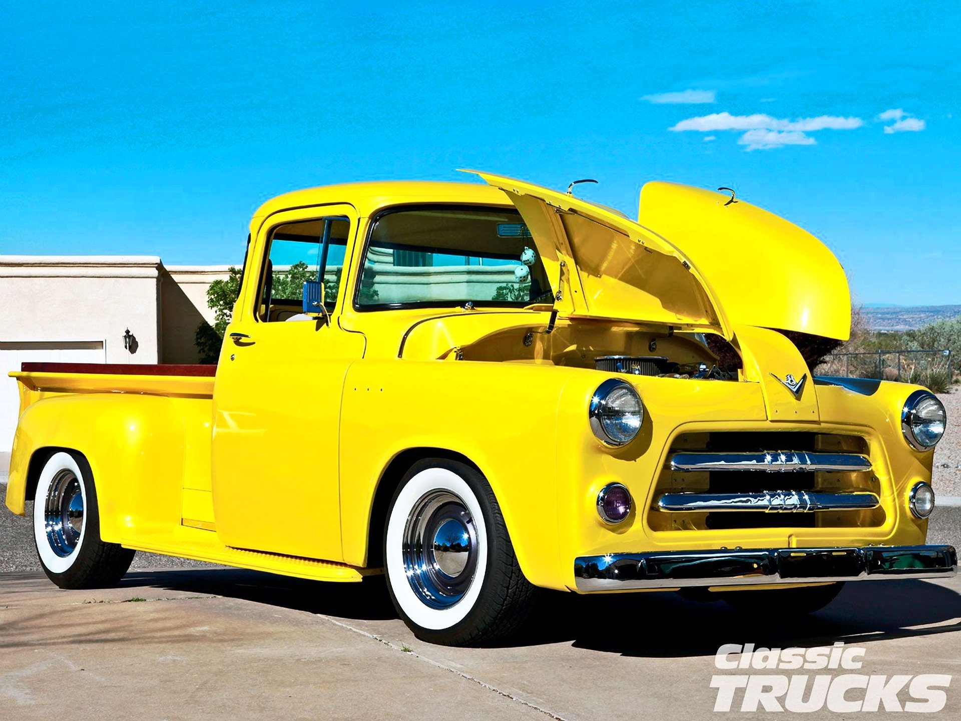 1955, Dodge, C3 b, Pickup, Hotrod, Streetrod, Hot, Rod, Street, Custom, Old, School, Yellow, Usa, 1600x1200 01 Wallpaper