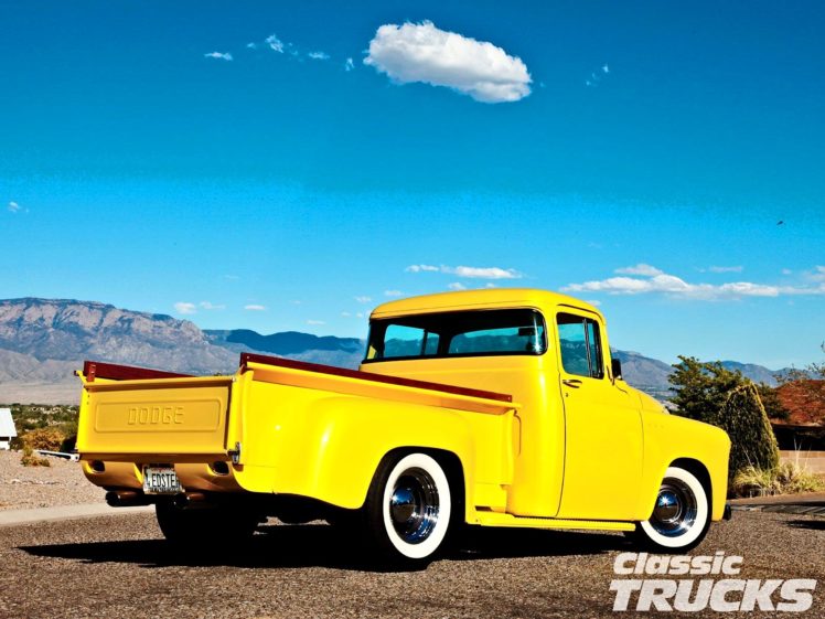 1955, Dodge, C3 b, Pickup, Hotrod, Streetrod, Hot, Rod, Street, Custom, Old, School, Yellow, Usa, 1600×1200 02 HD Wallpaper Desktop Background