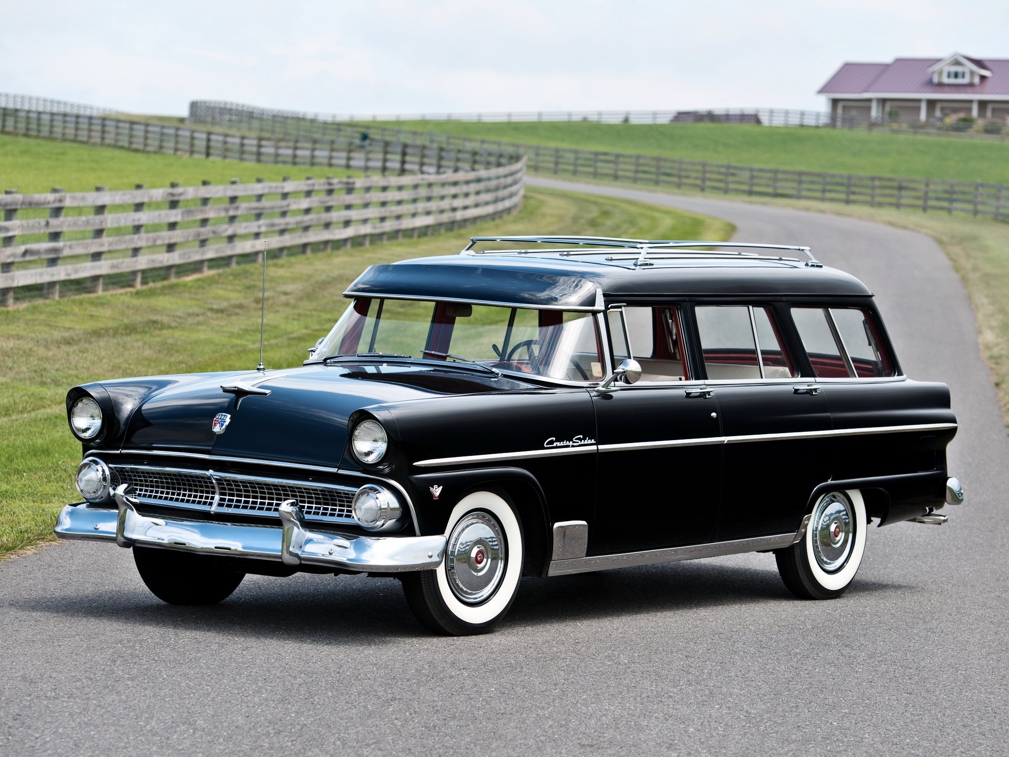 1955, Ford, Country, Sedan, Wagon, Four, Door, Classic, Old, Vintage, Retro, Usa 2048x1536 01 Wallpaper