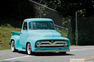 1955, Ford, F 100, Pickup, Hotrod, Hot, Rod, Custom, Old, School, Blue, Usa, 1600×1200 01