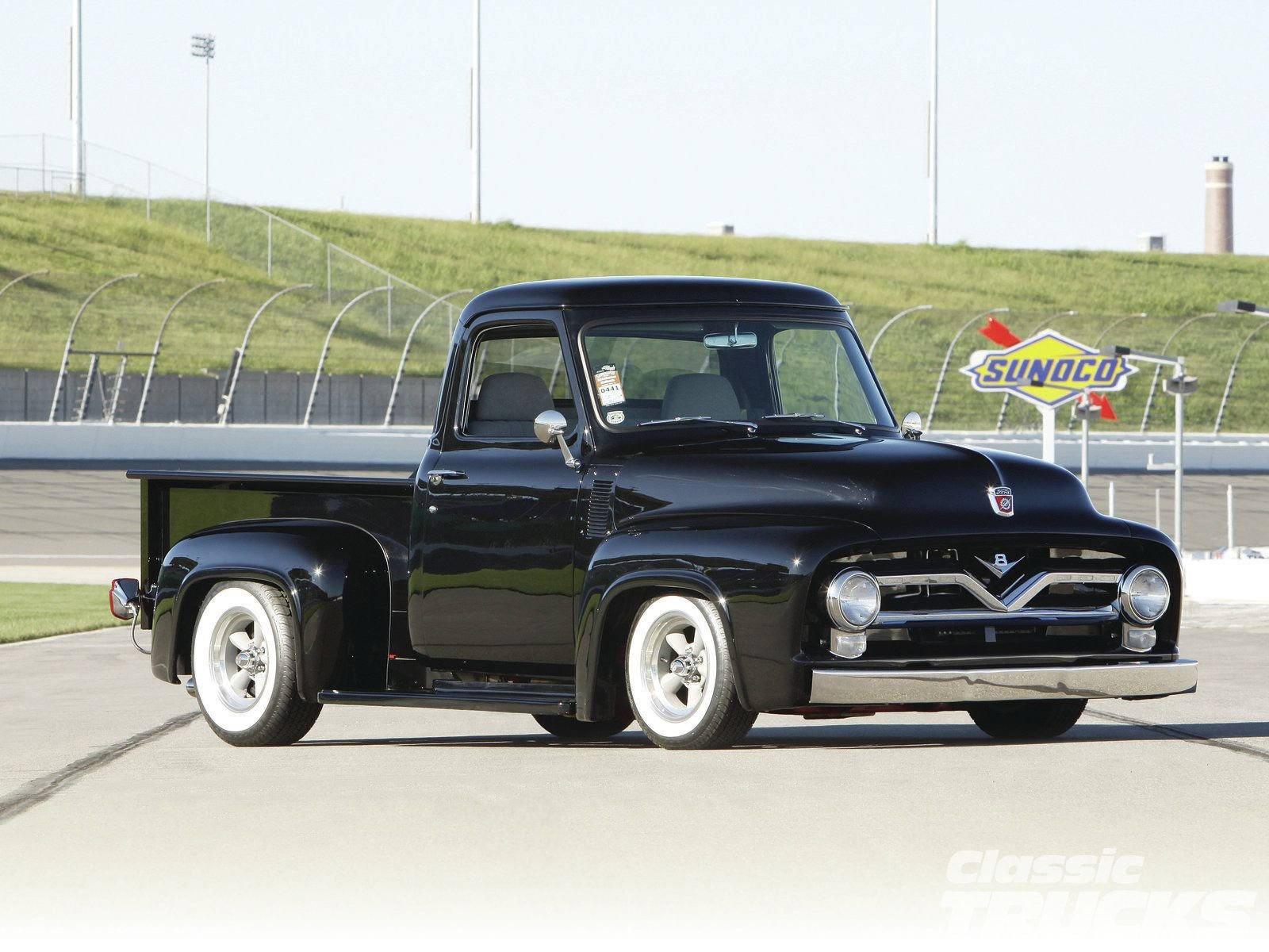 1955, Ford, F 100, Pickup, Hotrod, Streetrod, Hot, Rod, Street, Black, Usa, 1600x1200 01 Wallpaper