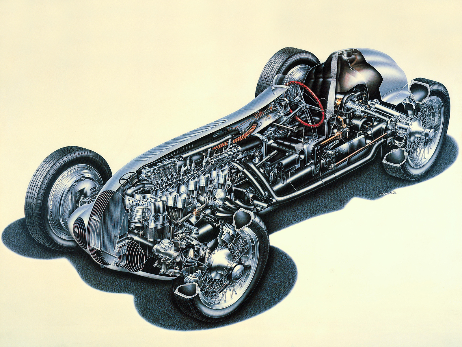 1937, Mercedes, Benz, Formula, W125, Retro, Race, Racing, Interior, Engine, Engines Wallpaper
