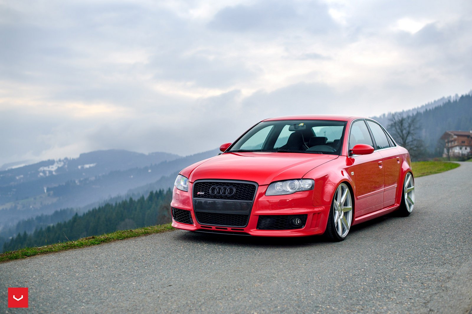 audi, Rs4, Red, Vossen, Wheels, Cars Wallpaper