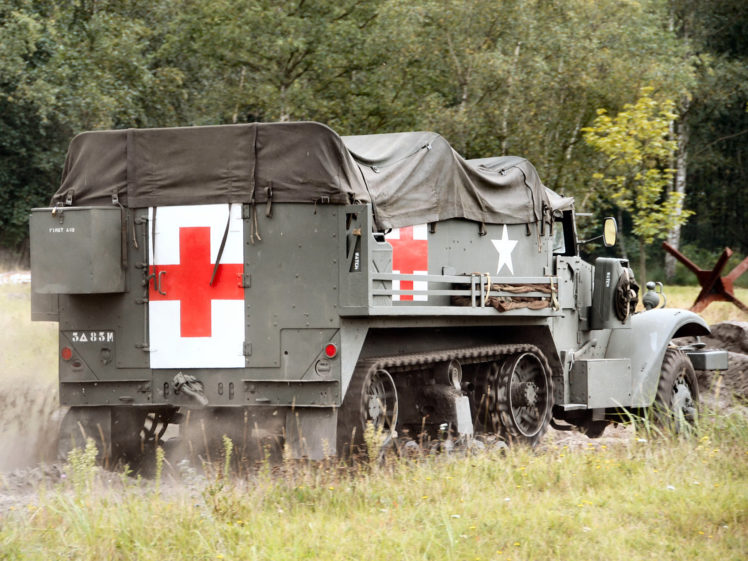 1940, White, M3, Half track, Ambulance, Truck, Trucks, Military HD Wallpaper Desktop Background