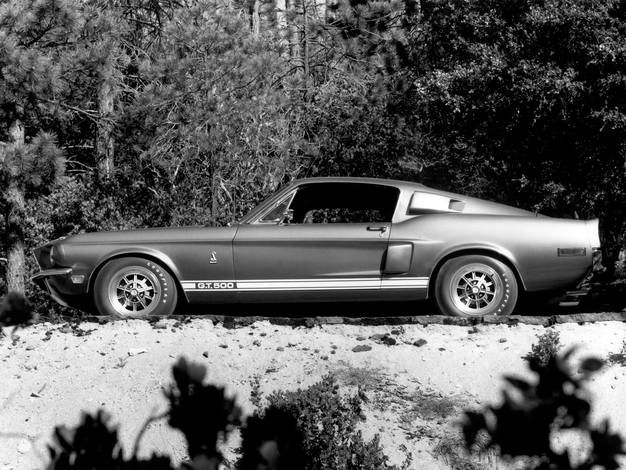 1968, Shelby, Gt500, Ford, Mustang, Classic, Muscle, B w Wallpaper