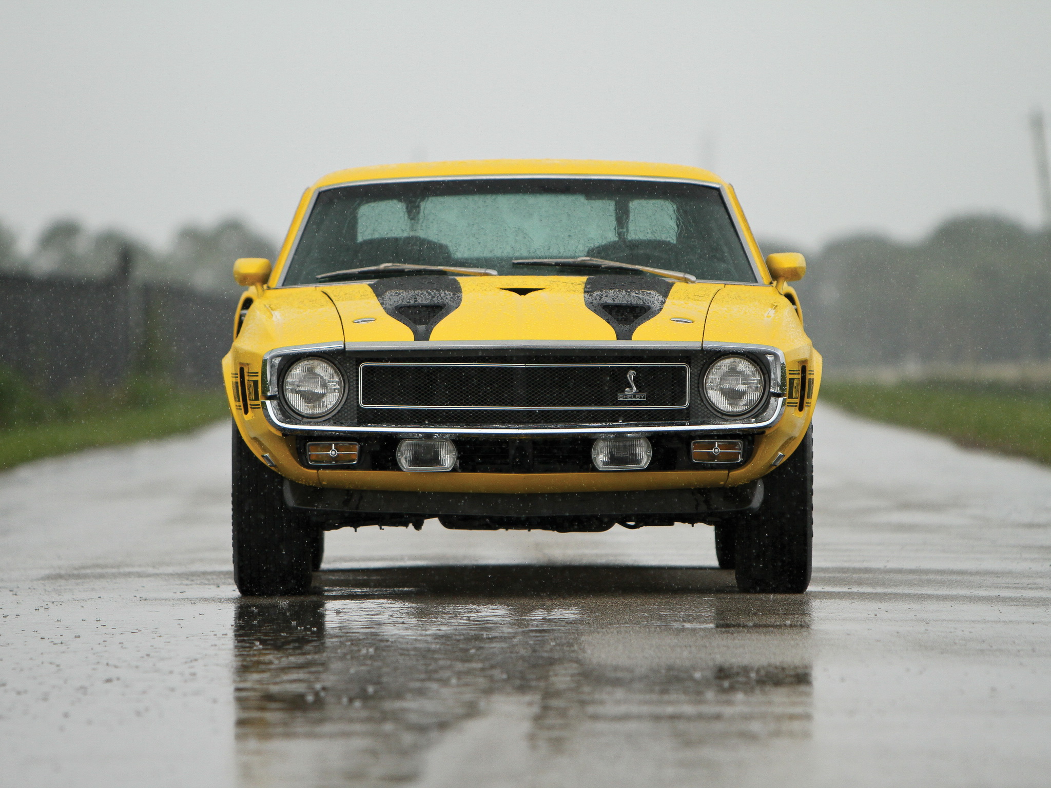 1969, Shelby, Gt350, Ford, Mustang, Classic, Muscle, Rain Wallpaper