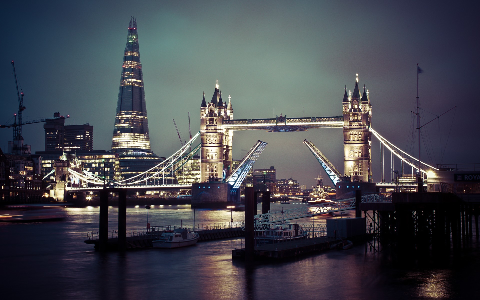 light, Water, Cityscapes, Dawn, Night, England, Ships, London, Bridges, Downtown, Skyscrapers, Metropolis, City, Lights, Tower, Bridge, Rivers, Skyscapes Wallpaper