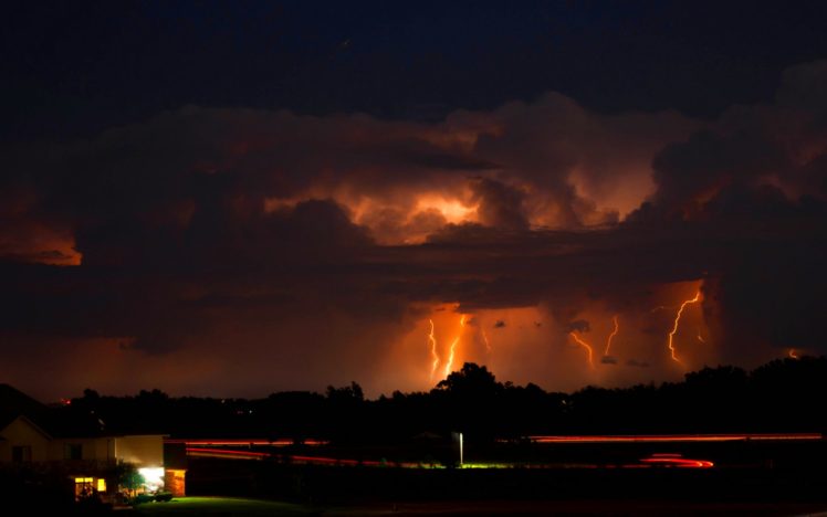 lightning, Storm, Rain, Clouds, Sky, Nature, Thunderstorm HD Wallpaper Desktop Background