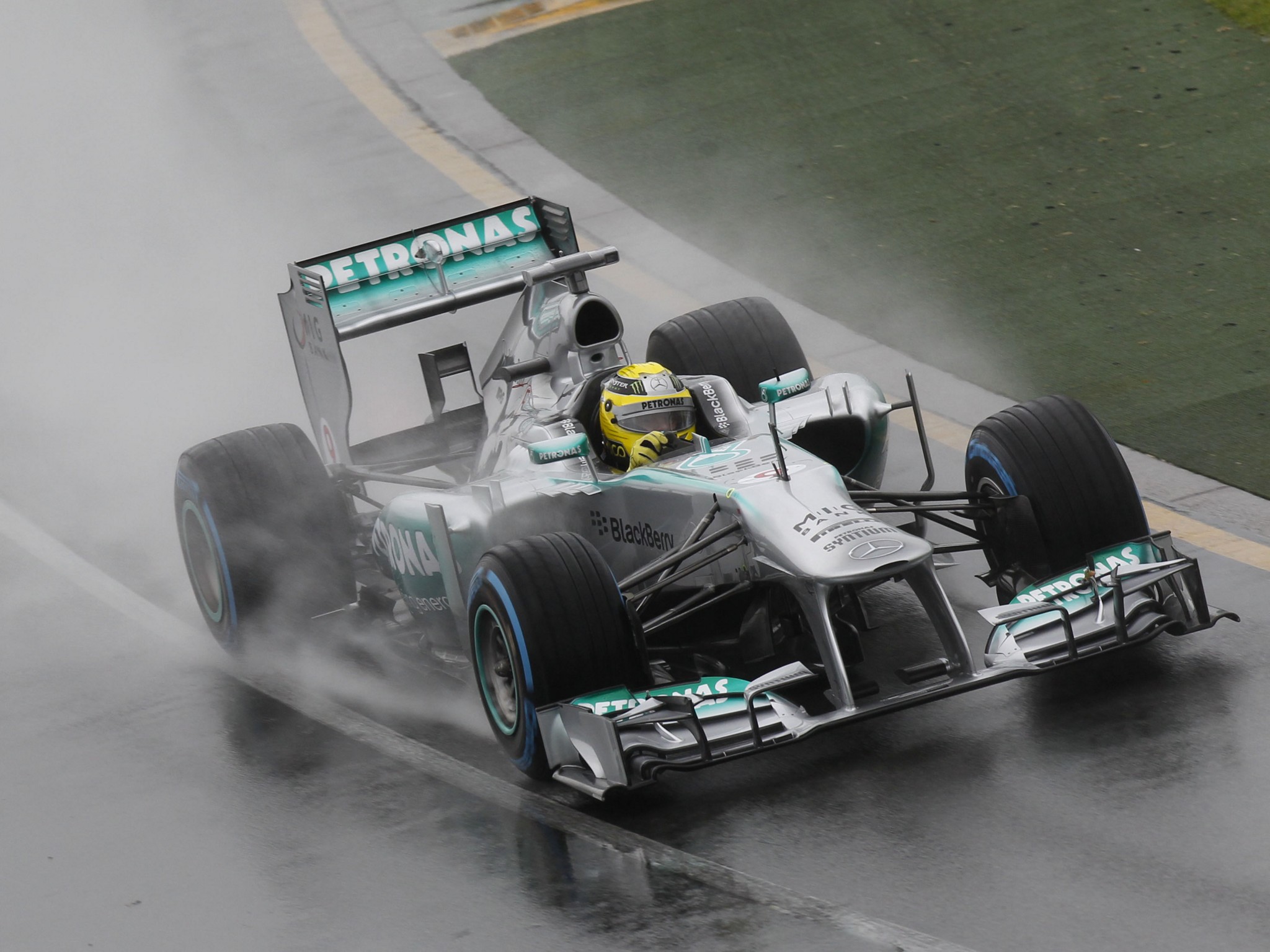 2013, Mercedes, G p, Mgp, W04, Formula, One, Race, Racing, Rain Wallpaper