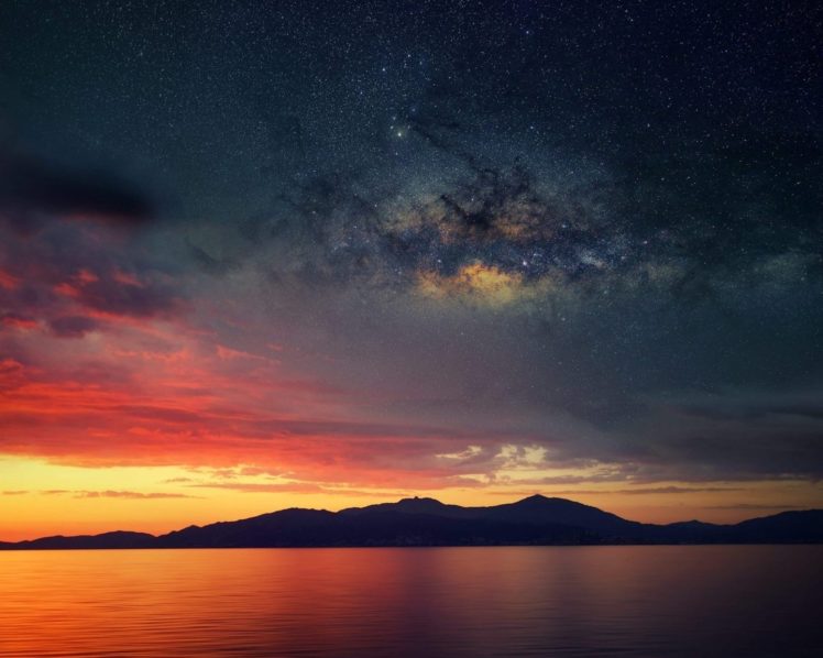 lake, Mountain, Beauty, Stars, Landscape, Sky, Cloud HD Wallpaper Desktop Background
