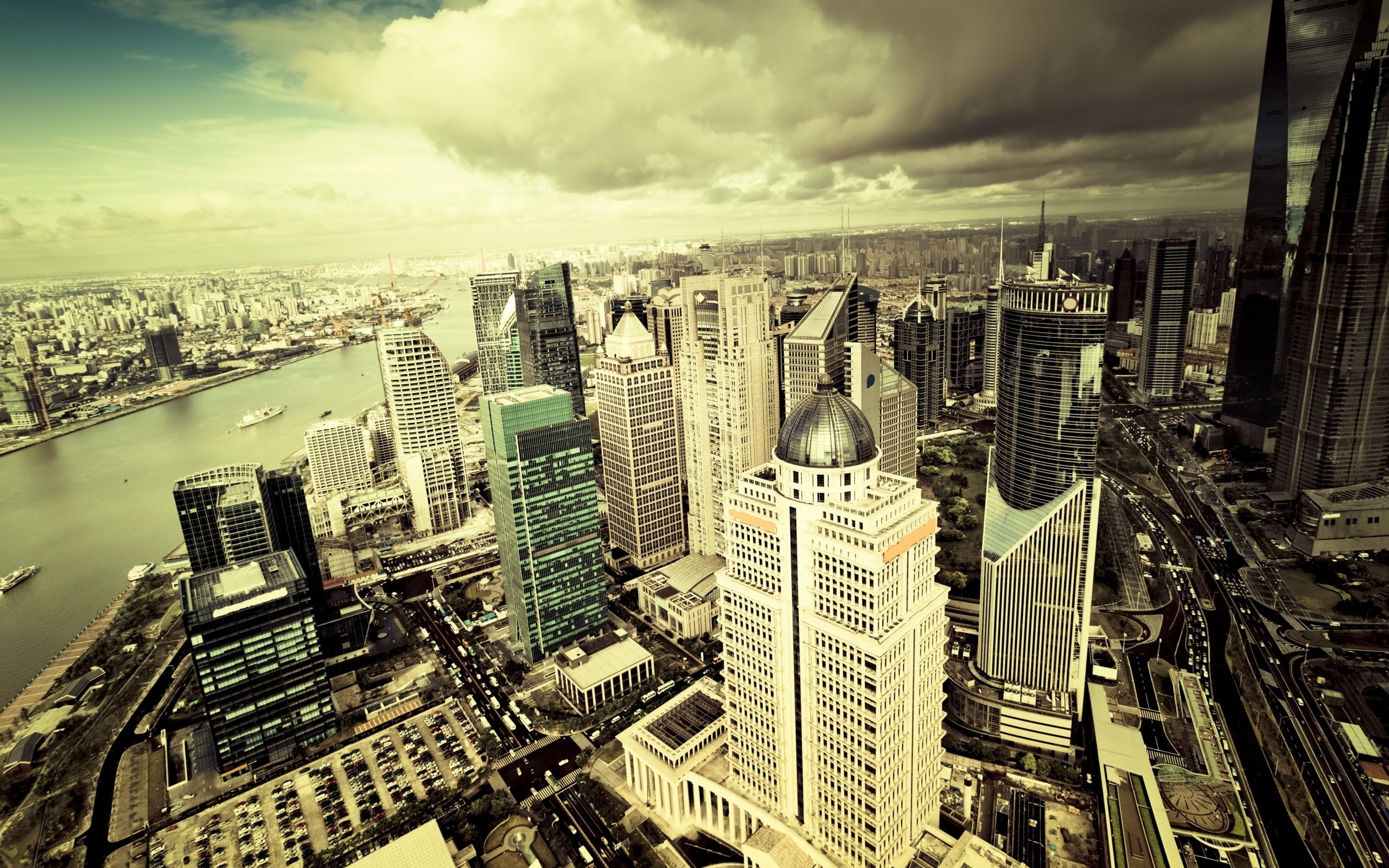 cityscapes, Panorama Wallpaper