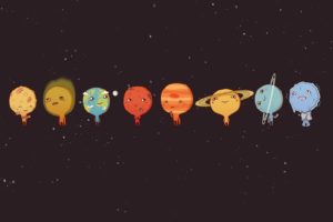 minimalism, Solar, System, Moon, Mars, Earth, Mercury, Venus, Pluto, Sun, Space
