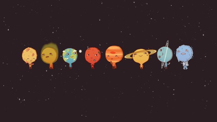 minimalism, Solar, System, Moon, Mars, Earth, Mercury, Venus, Pluto, Sun, Space HD Wallpaper Desktop Background