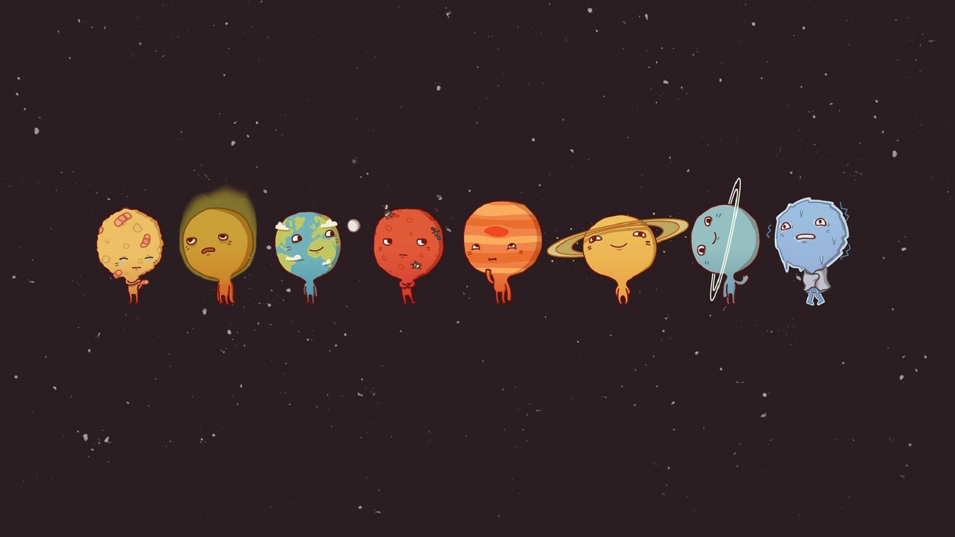 minimalism, Solar, System, Moon, Mars, Earth, Mercury, Venus, Pluto, Sun, Space Wallpaper