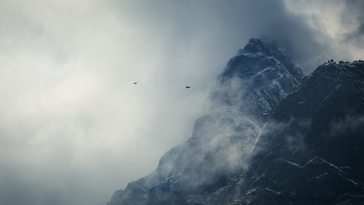 nature, Mist, Mountains, Birds, Amazing HD Wallpaper Desktop Background