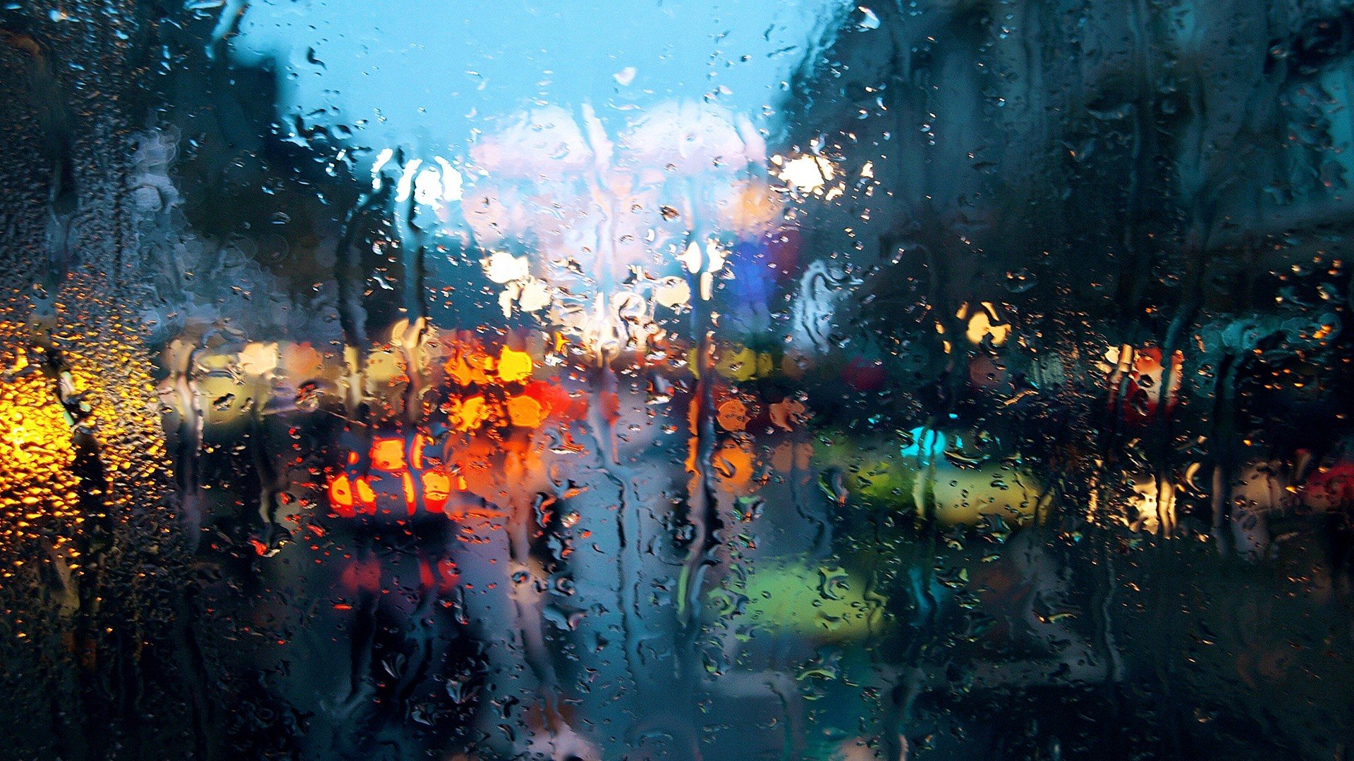 water, Drops, Window, Rain, Bokeh Wallpaper