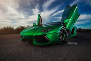 strasse, Wheels, Green, Lamborghini, Aventador, Cars