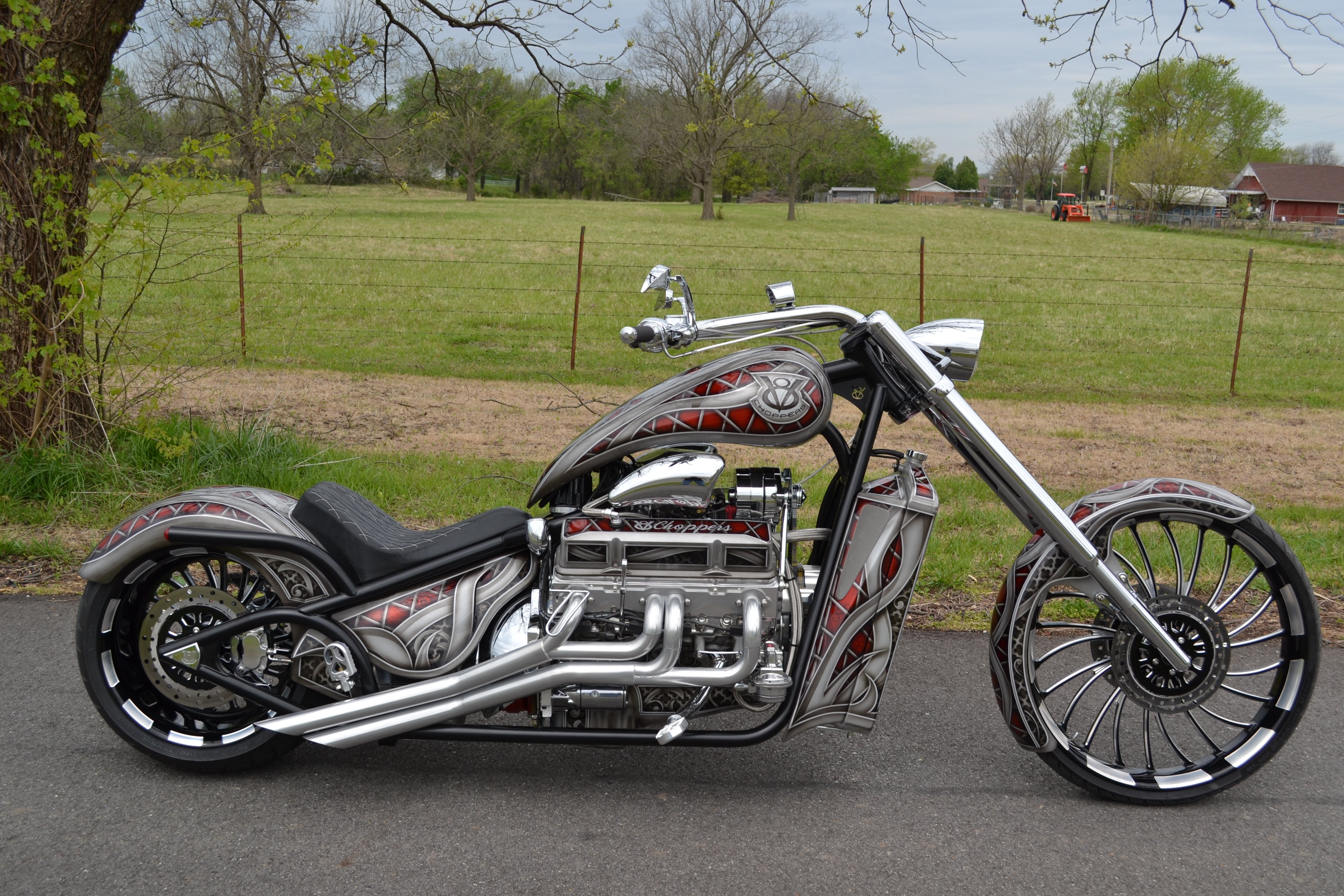 Hot Rod And Motorcycle