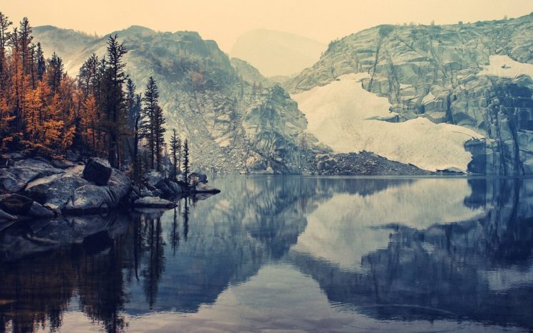 nature, Beauty, Landscape, Lake, Trees, Rock HD Wallpaper Desktop Background