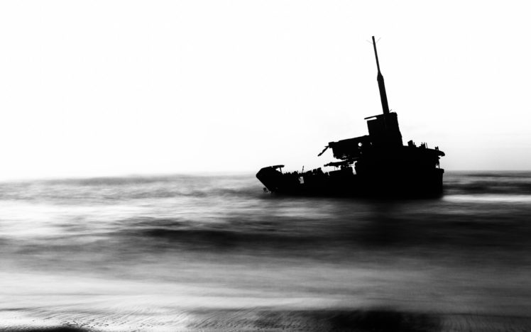 boat, Abandon, Deserted, Dilapidated, Ocean, Beach, B w, Beached, Beache HD Wallpaper Desktop Background