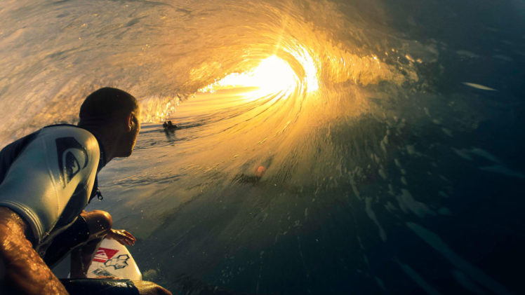 surfer, Surfing, Wave, Ocean, Sunset, Sunlight HD Wallpaper Desktop Background
