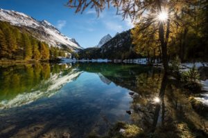 water, Landscape, Lake, Alps, Mountains, Forest, Reflection, Snowy, Peak, Fall, Nature