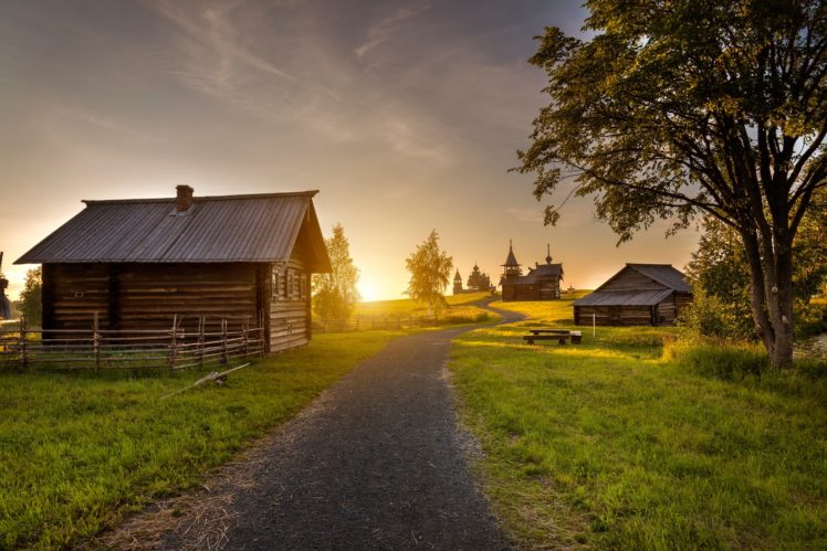 path, Village, Nature, Houses, Sky, Trees, Landscape, Road, Clouds, Sunset  Wallpapers HD / Desktop and Mobile Backgrounds