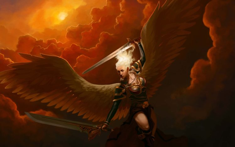 angel, Wings, Drawing, Sword HD Wallpaper Desktop Background