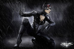 catwoman, Girl, Costume, Superhero, Whip, Rain, Glare