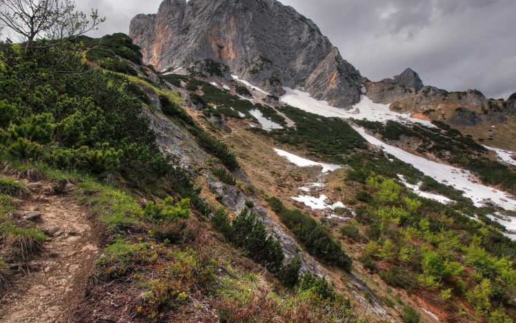 mountains, Rocks, Snow, Landscape HD Wallpaper Desktop Background