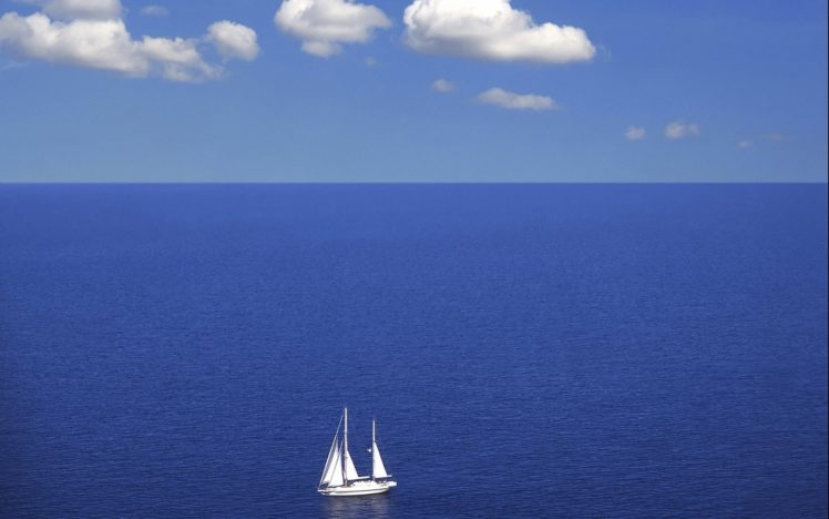 sea, Sky, Clouds, Boat HD Wallpaper Desktop Background
