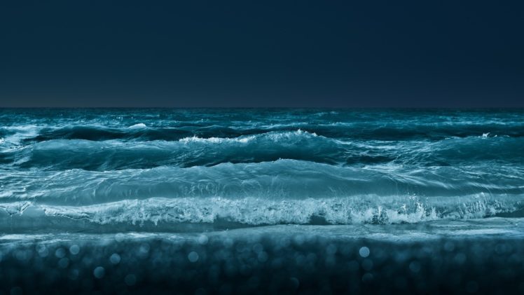 waves, Blue, Beauty, Beach, Bokeh, Nature HD Wallpaper Desktop Background