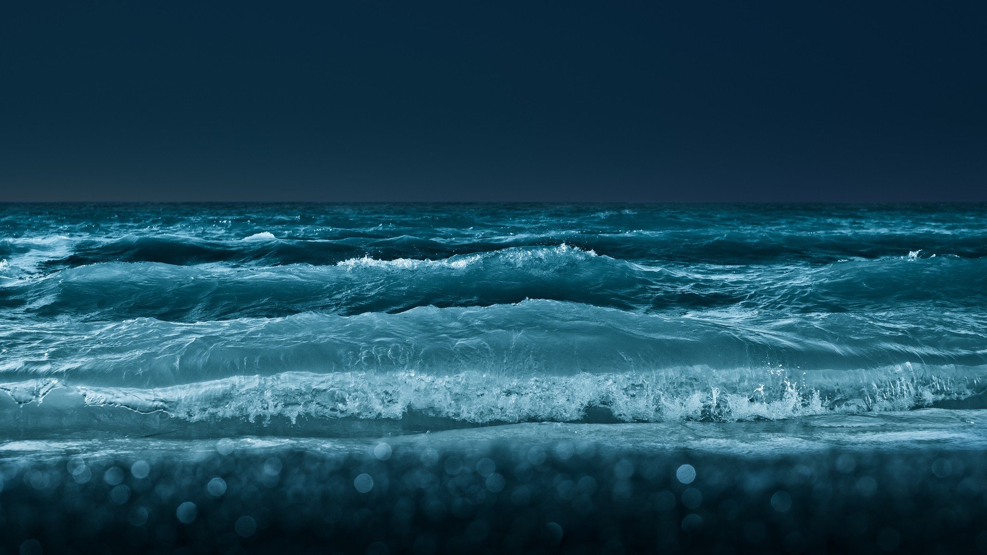 waves, Blue, Beauty, Beach, Bokeh, Nature Wallpaper