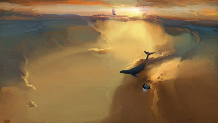 whale, Abstract, Ship, Ocean HD Wallpaper Desktop Background