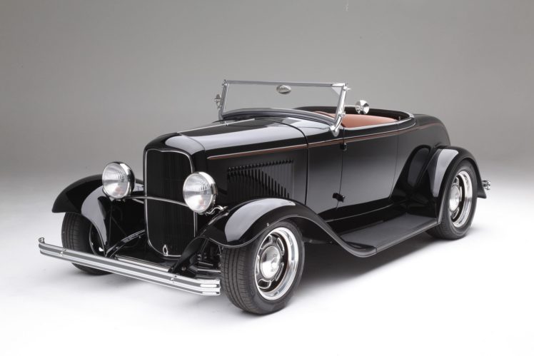 1932, Ford, Deuce, Roadster, Cars, Black, Hot, Rod HD Wallpaper Desktop Background