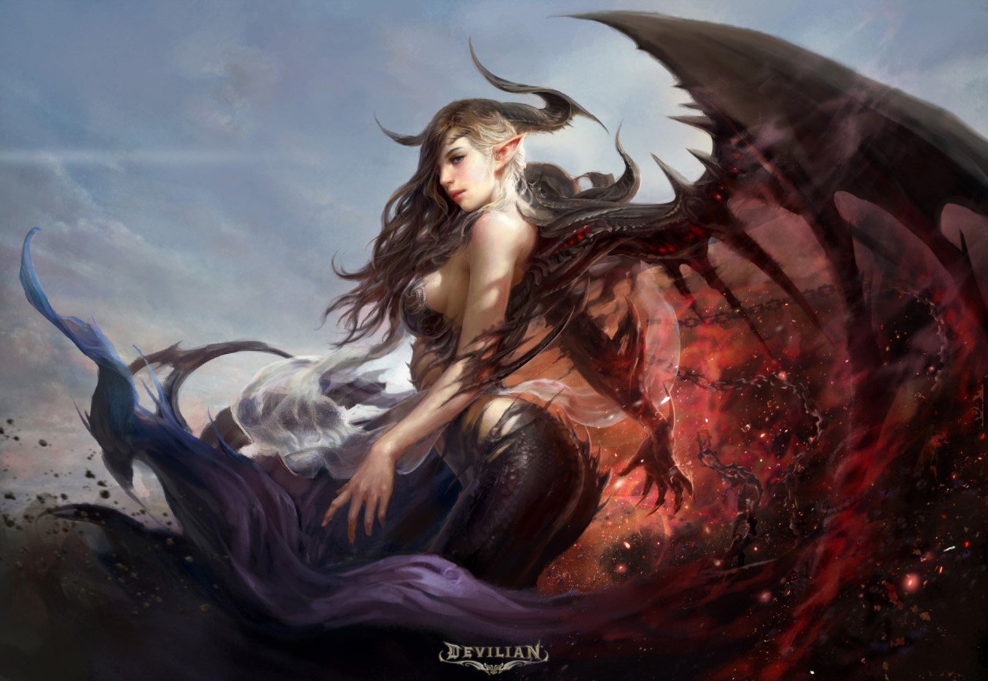 original, Fantasy, Character, Beauty, Girl, Dress, Long, Hair, Beautiful, Wings Wallpaper