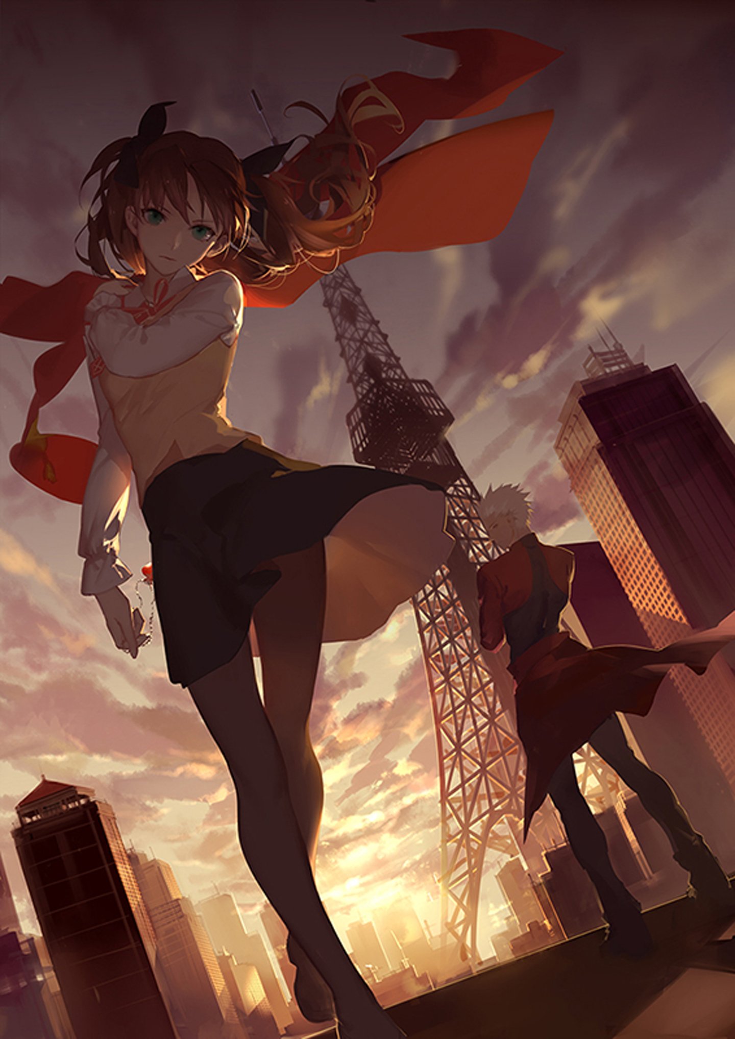 fate, Anime, Series, Character, Male, Girl, Couple, Sky Wallpaper