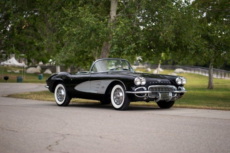 1961, Chevrolet, Corvette,  c1 , Fuel, Injection, Cars, Convertible, Classic, Black HD Wallpaper Desktop Background