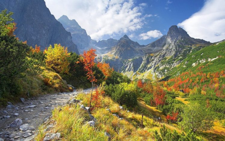 mountains, Vegetation, Road, Stones, Autumn HD Wallpaper Desktop Background