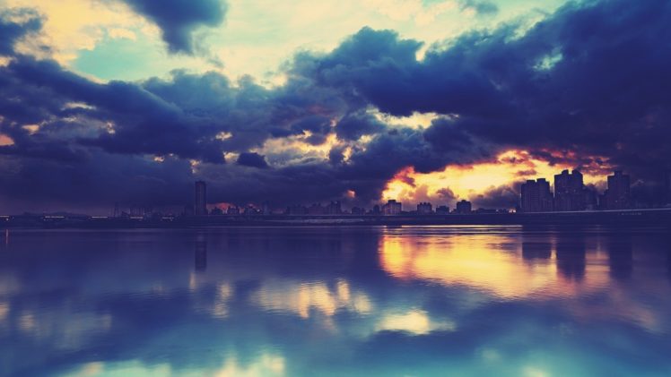 cityaeyaey, Skyline, River, Buildings, Clouds HD Wallpaper Desktop Background
