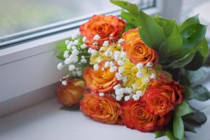 roses, Babys, Breath, Bouquet, Windowsill, Window