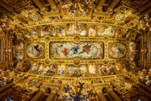 paris, Opera, Grand, Garnier, Ceiling, Painting, Chandeliers, Columns, Paintings